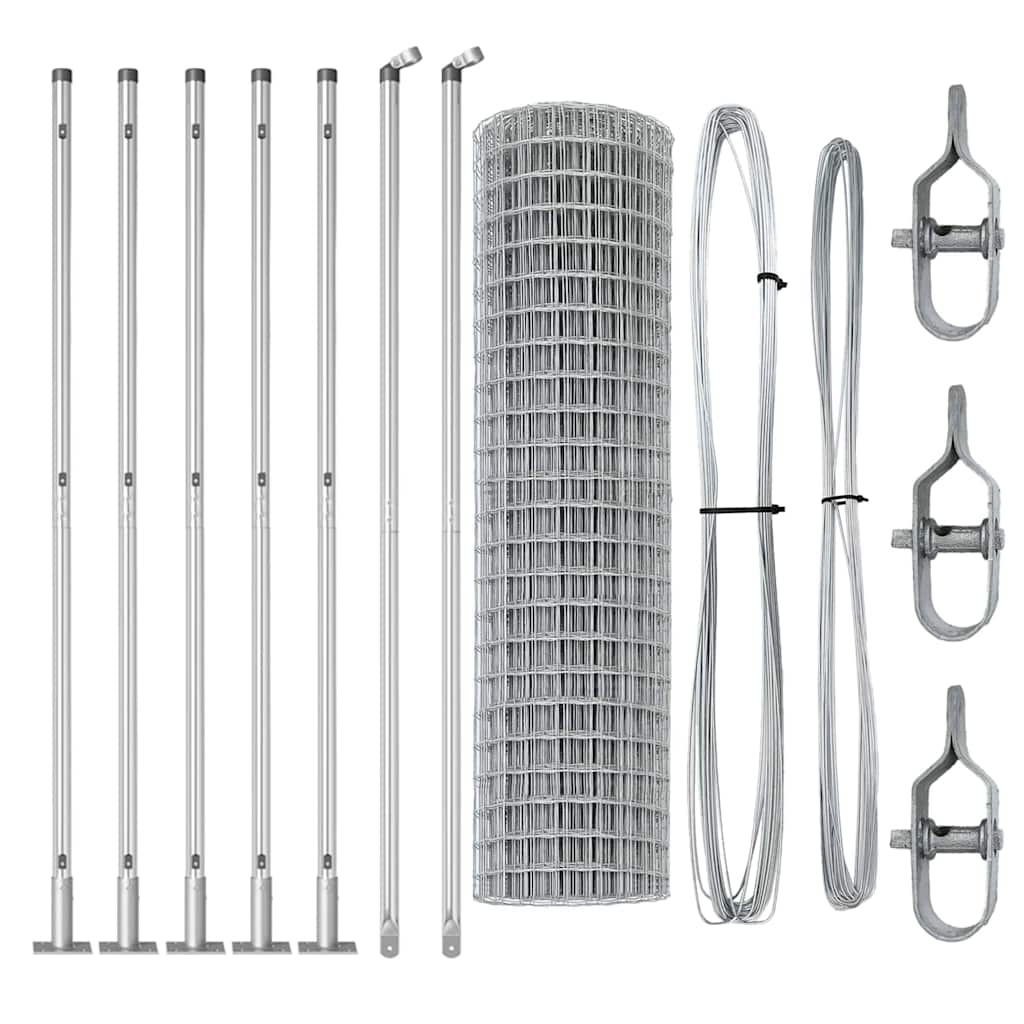 Fence with Posts Silver 1.2 x 10 m Steel