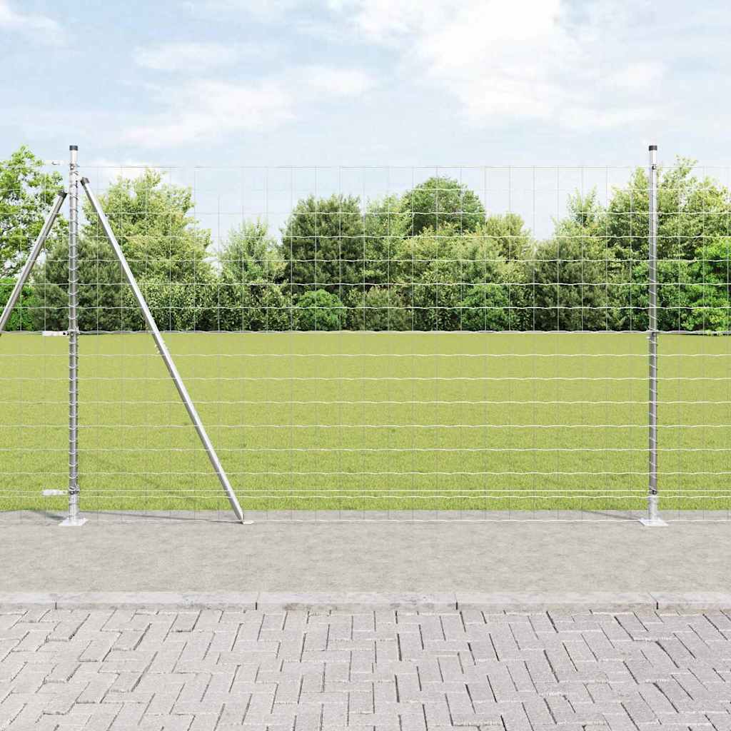 Fence with Post Silver 1.4 x 10 m Steel