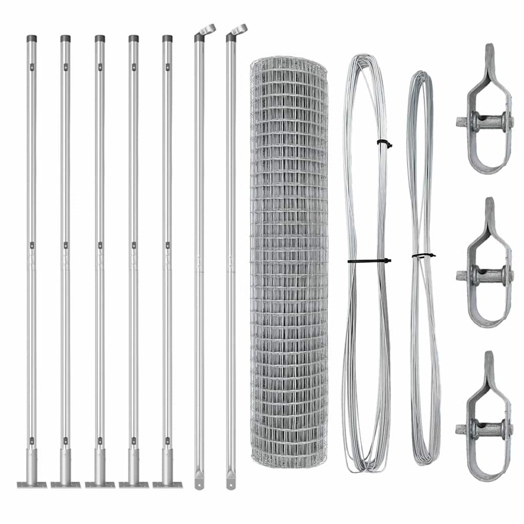 Fence with Post Silver 1.4 x 10 m Steel