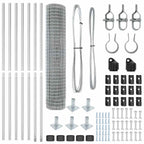 Fence with Post Silver 1.5 x 10 m Steel