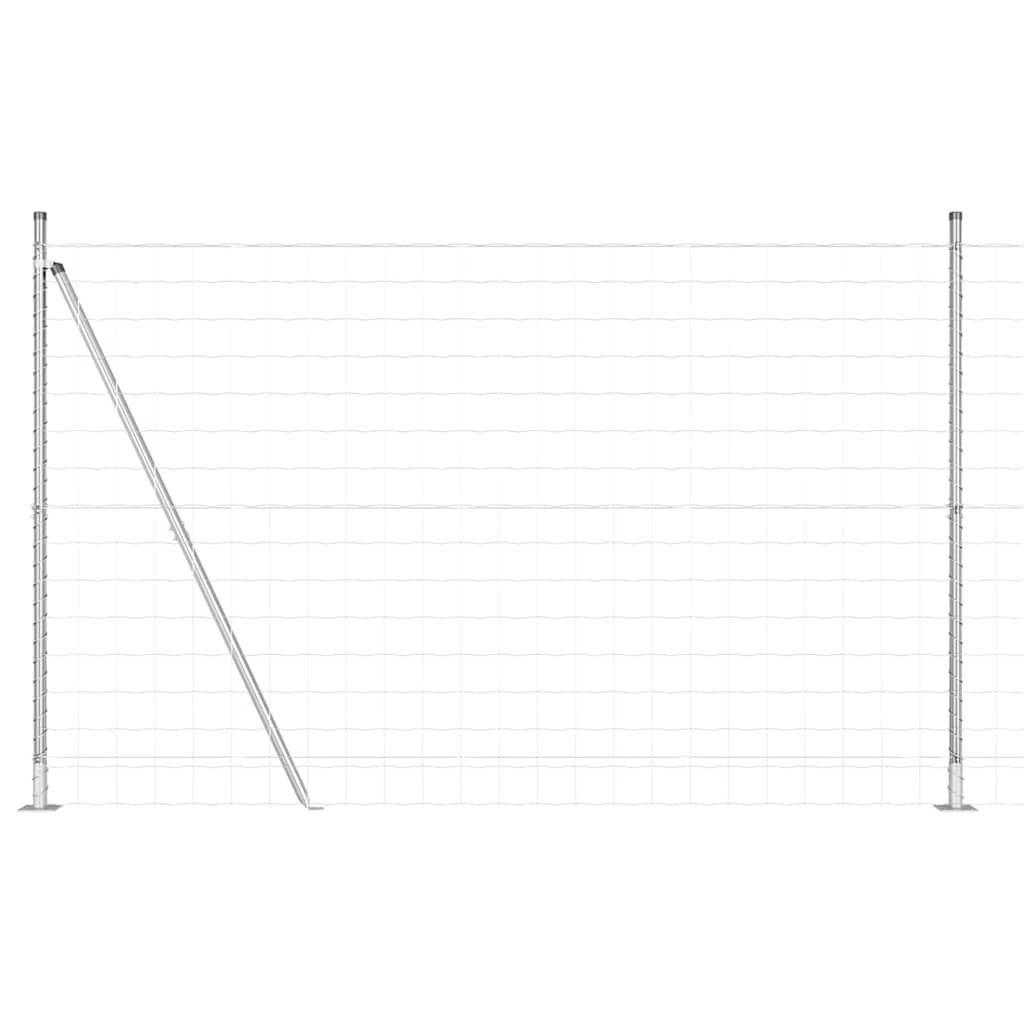 Fence with Post Silver 1.6 x 10 m Steel