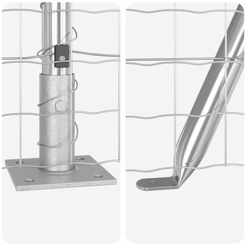 Fence with Post Silver 0.4 x 25 m Steel