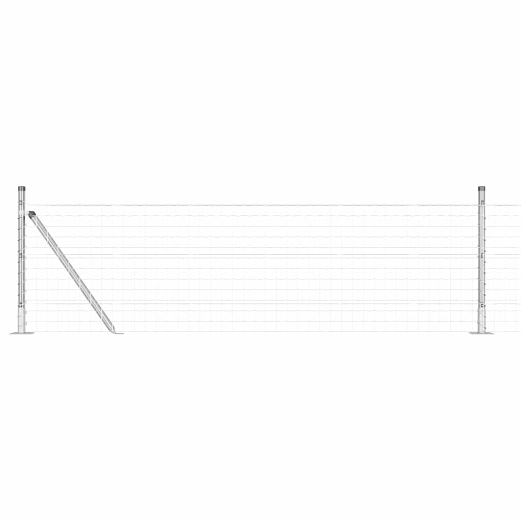 Fence with Post Silver 0.6 x 25 m Steel
