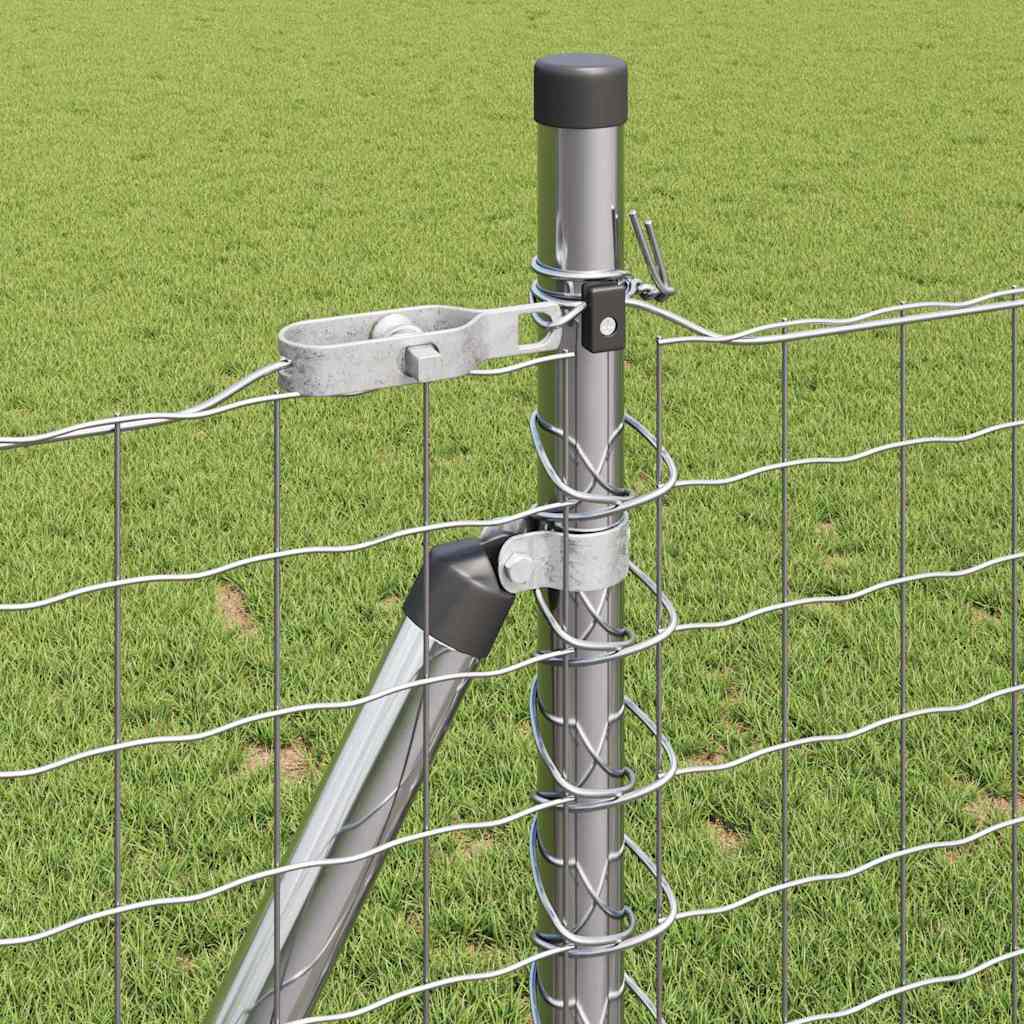 Fence with Posts Silver 0.8 x 25 m Steel