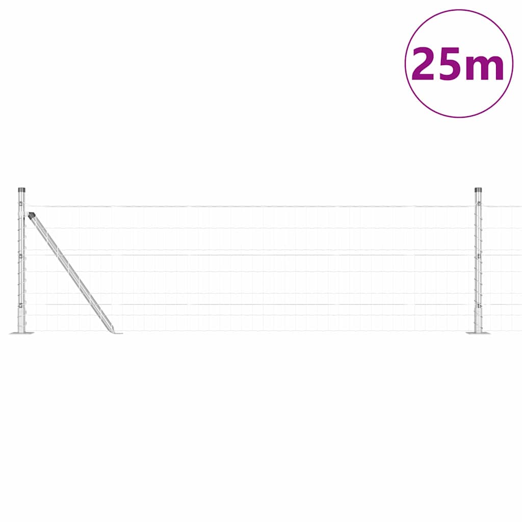 Fence with Posts Silver 0.4 x 25 m Steel