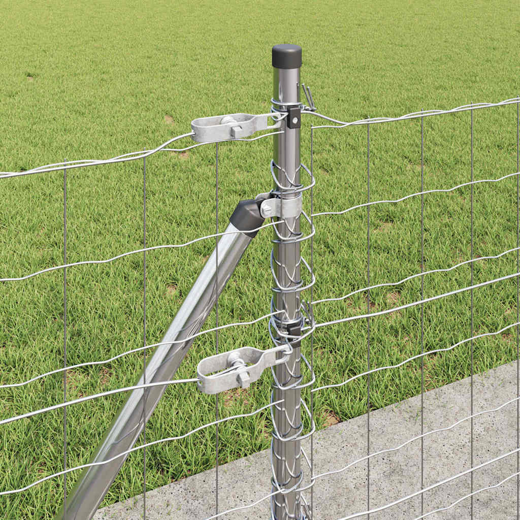 Fence with Posts Silver 0.6 x 25 m Steel