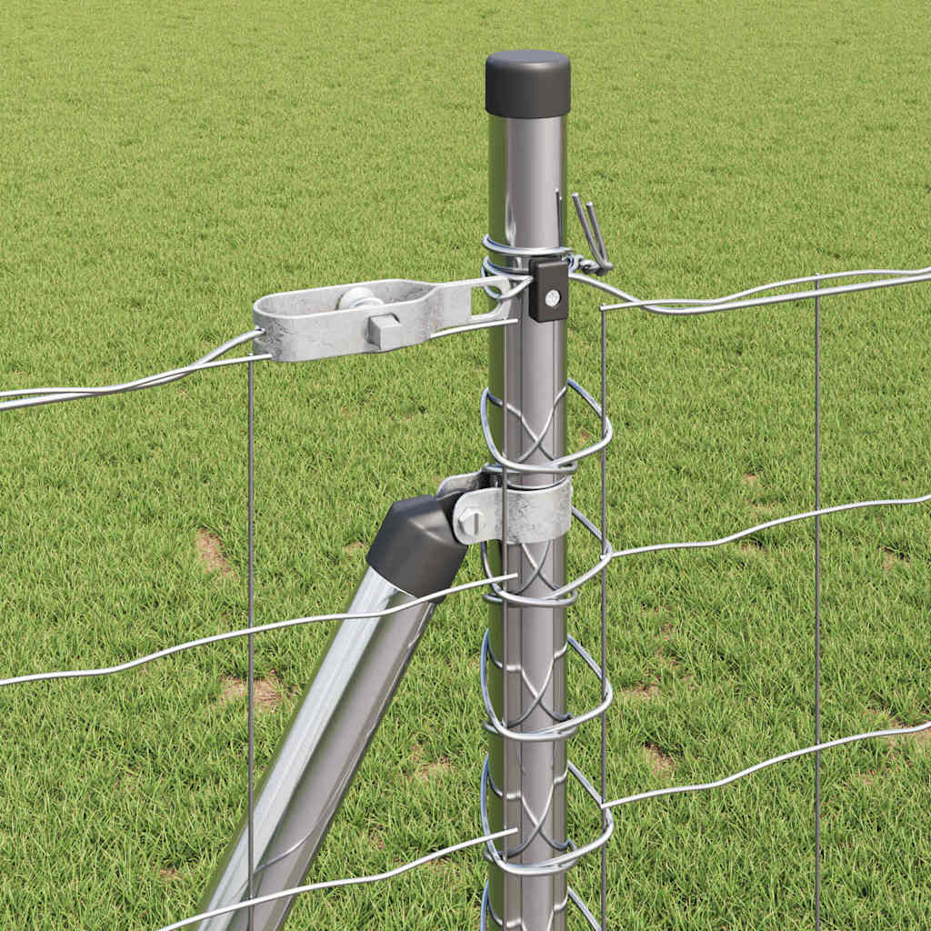 Fence with Posts Silver 0.8 x 25 m Steel