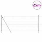Fence with Posts Silver 0.8 x 25 m Steel