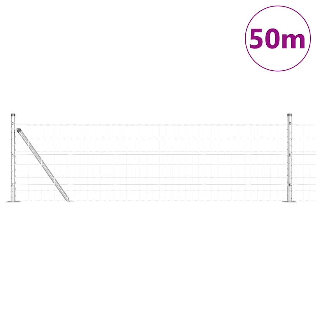 Fence with Post Silver 0.4 x 50 m Steel