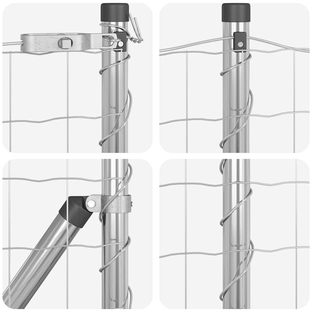 Fence with Post Silver 0.4 x 50 m Steel