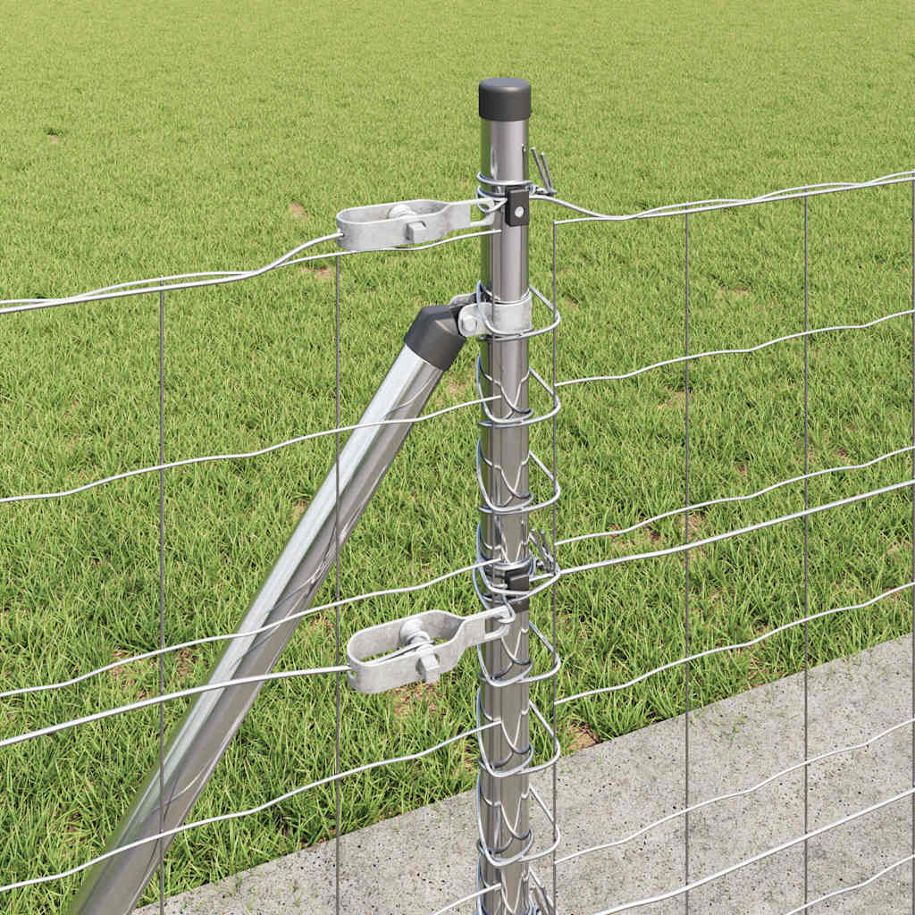 Fence with Posts Silver 0.6 x 50 m Steel