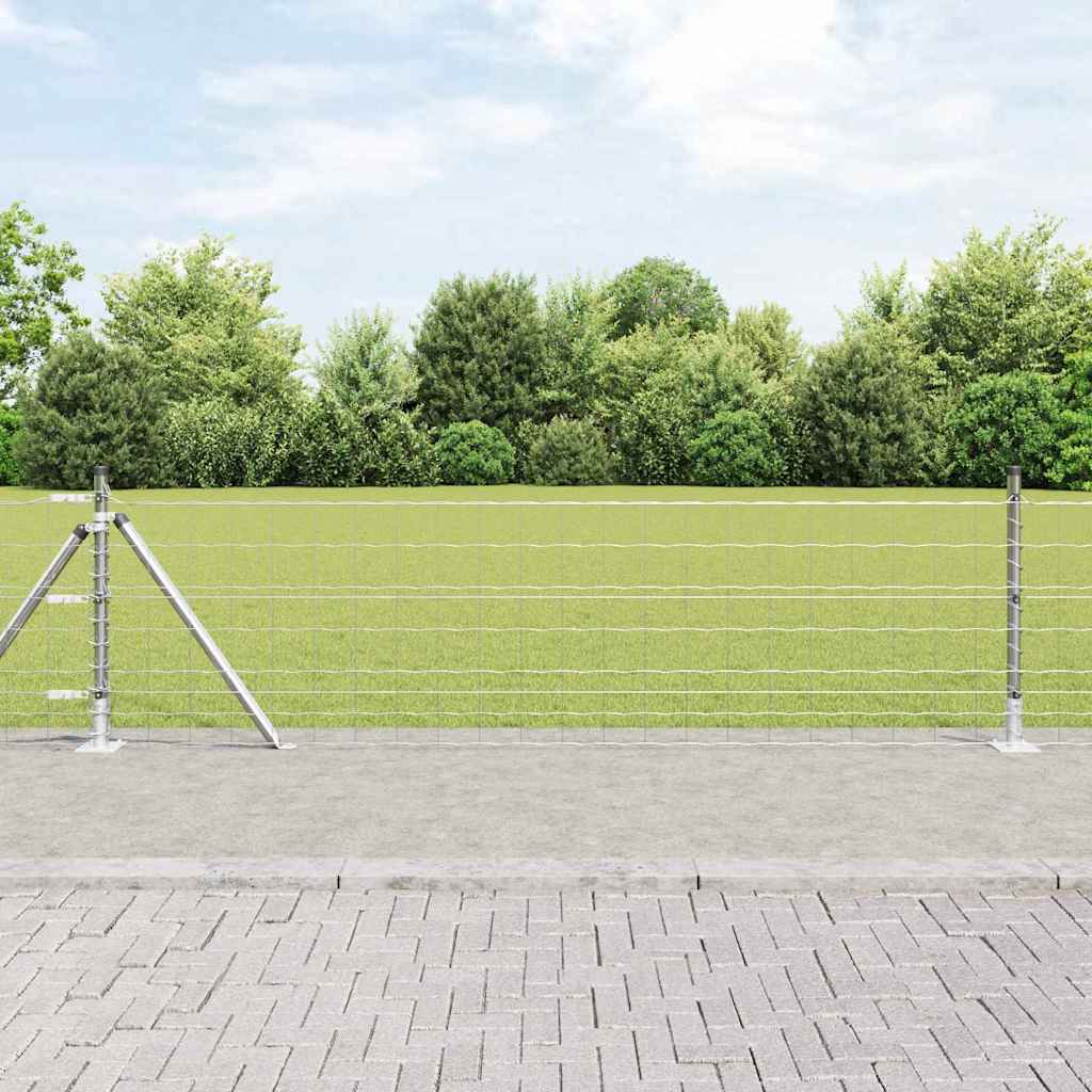 Fence with Posts Silver 0.6 x 50 m Steel
