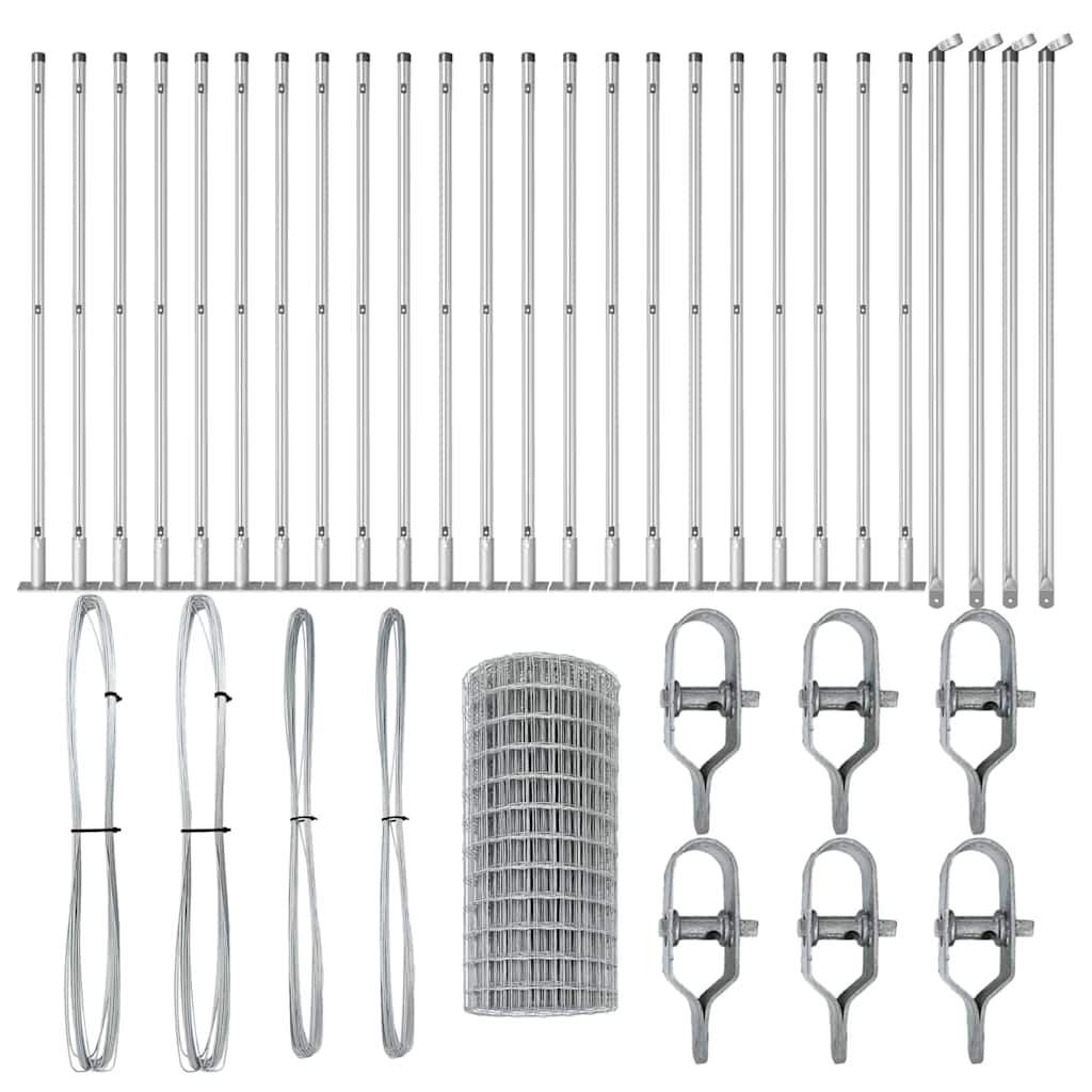 Fence with Posts Silver 0.6 x 50 m Steel