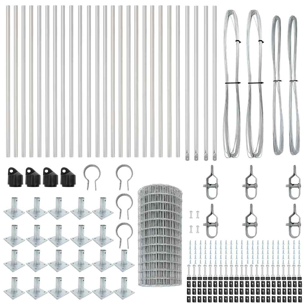 Fence with Posts Silver 0.6 x 50 m Steel