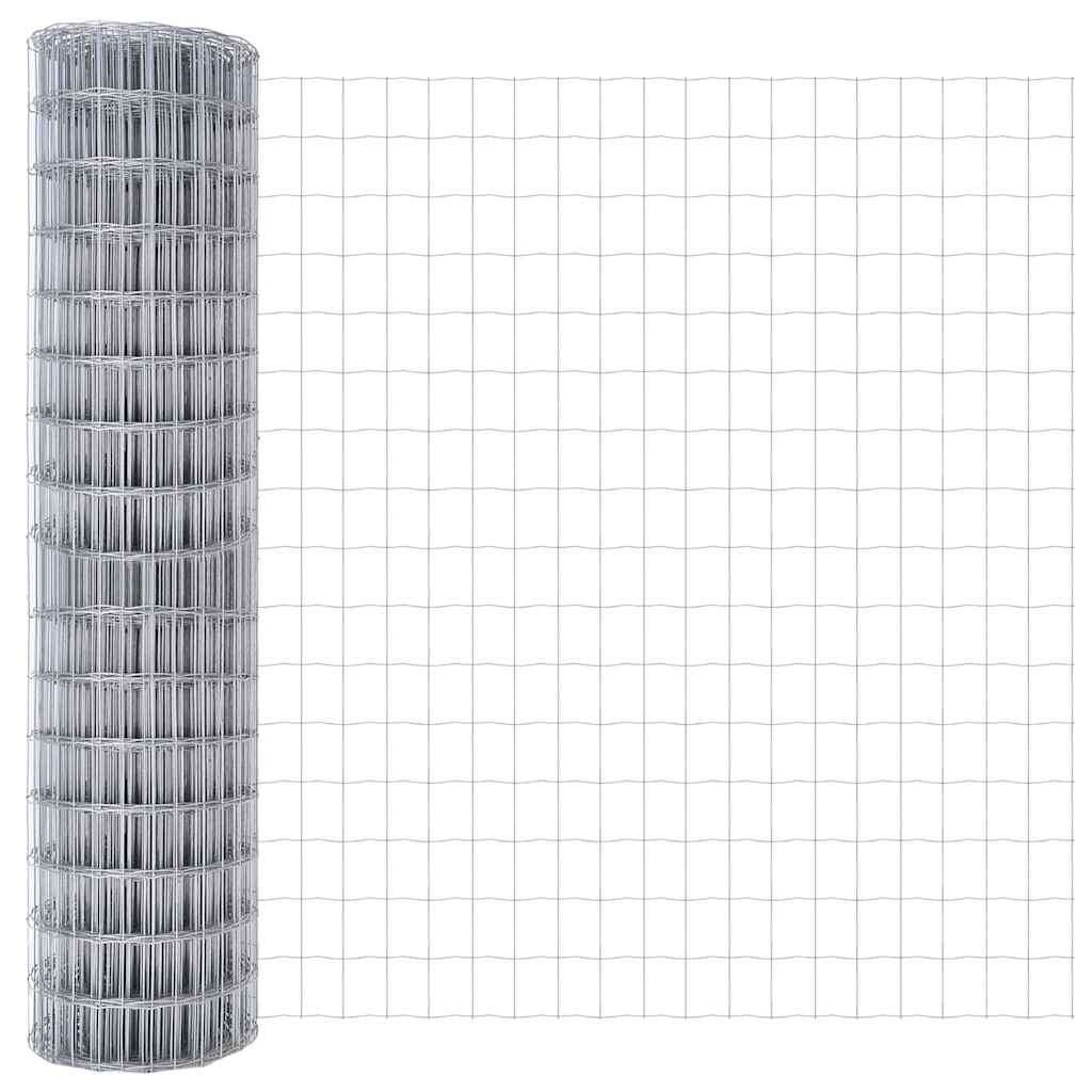 Fence with Post Silver 0.8 x 10 m Steel