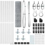 Fence with Posts Silver 1 x 10 m Steel