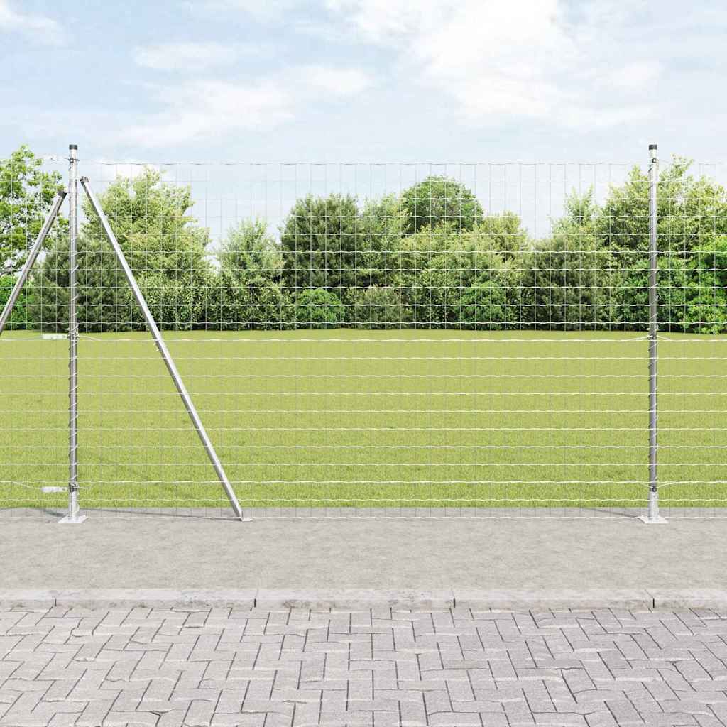Fence with Post Silver 1.4 x 10 m Steel