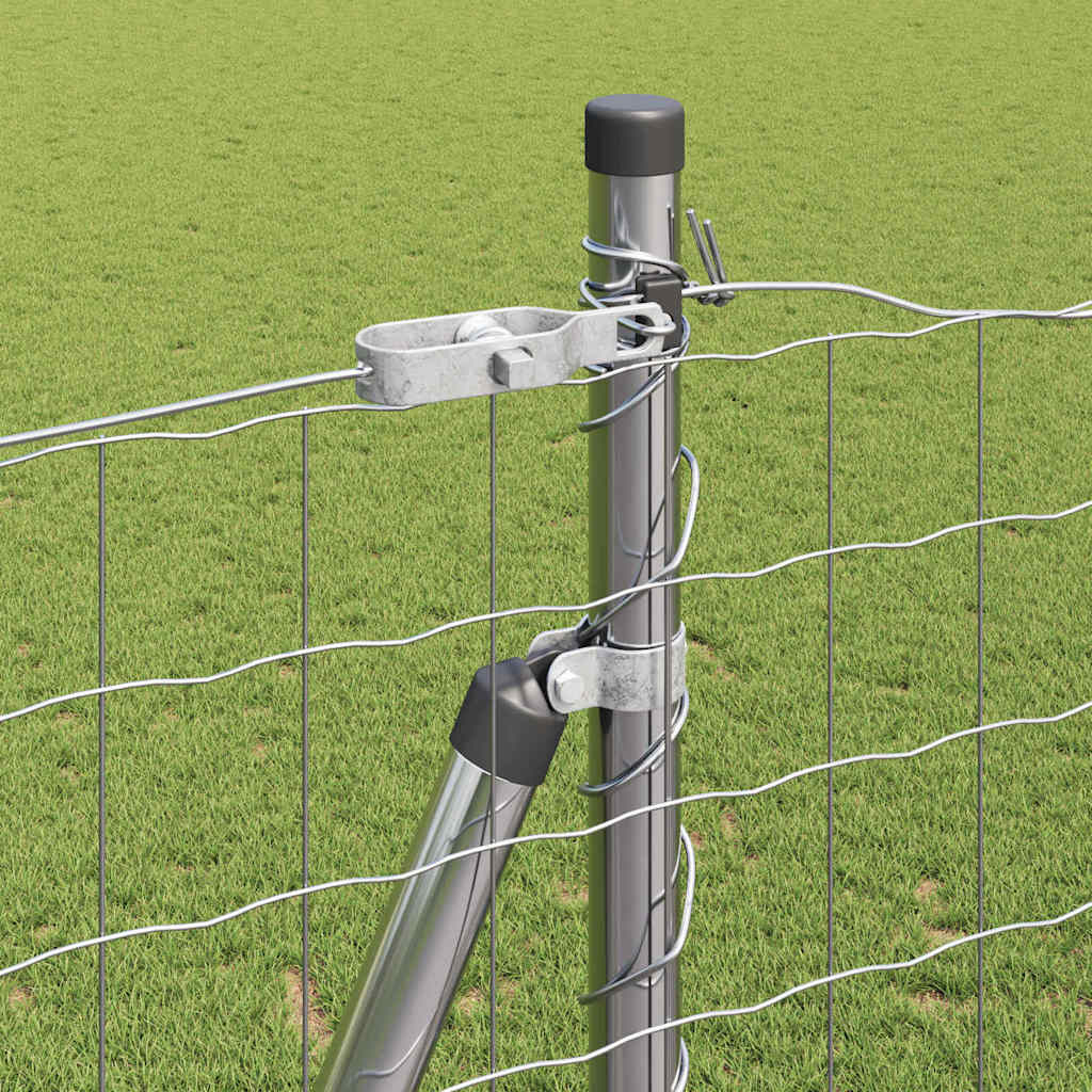 Fence with Post Silver 1.5 x 10 m Steel