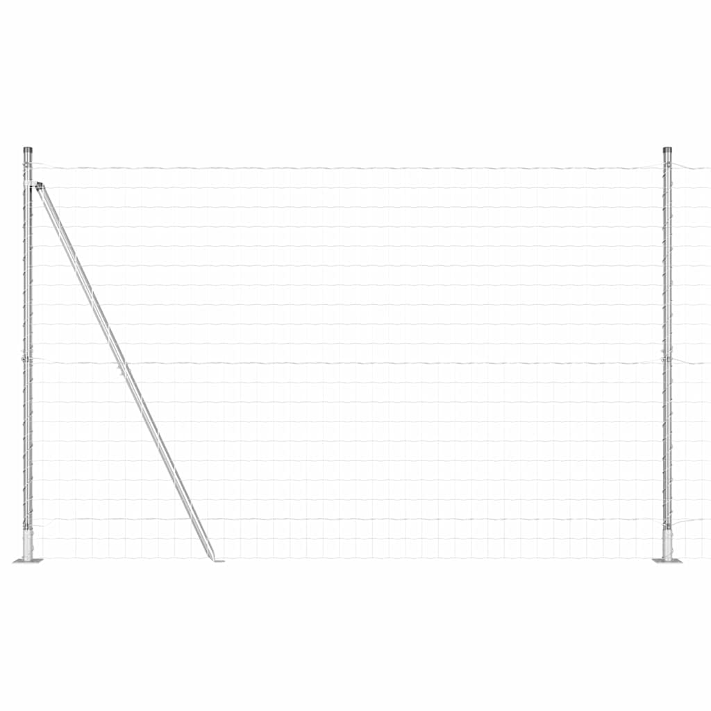 Fence with Post Silver 1.6 x 10 m Steel