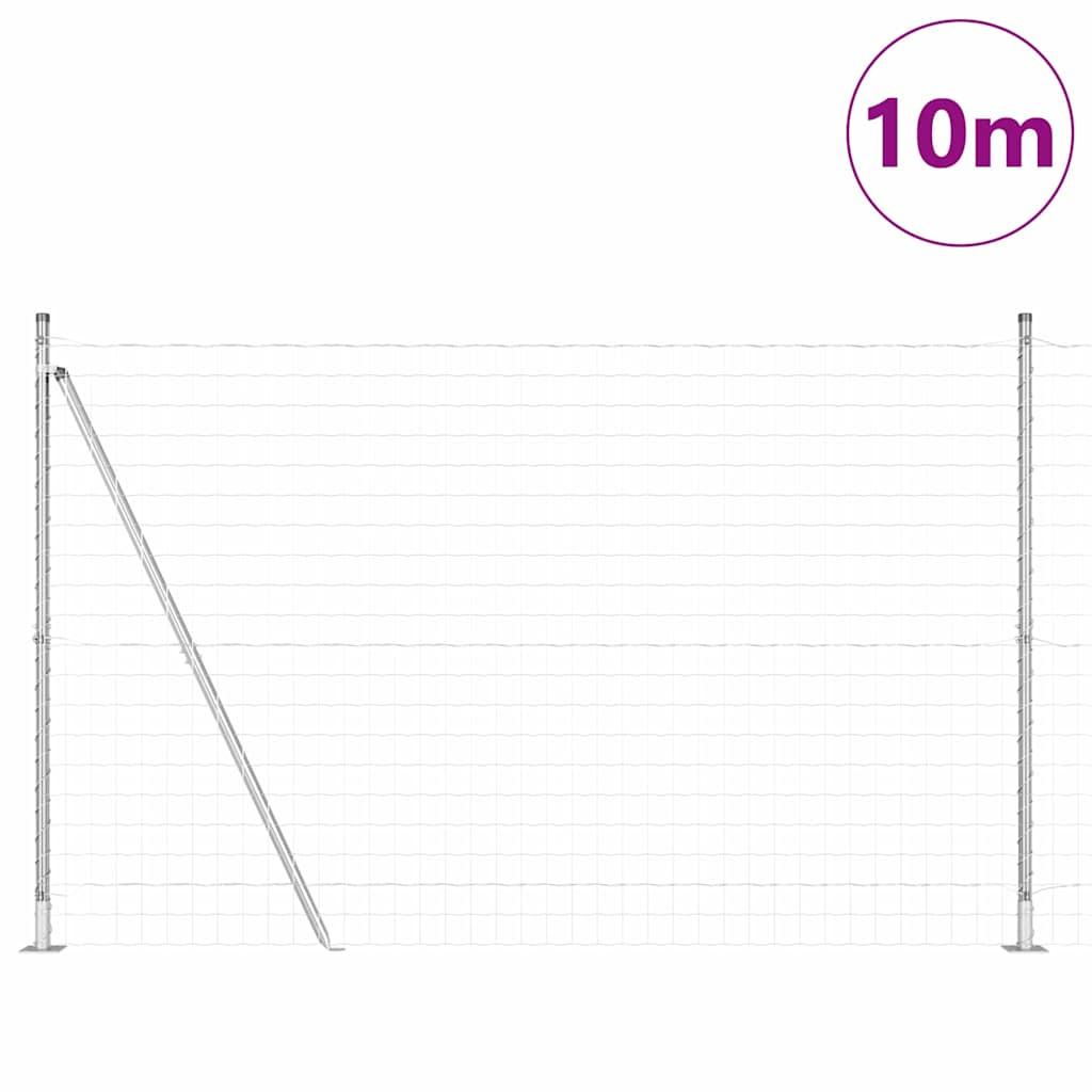 Fence with Post Silver 1.6 x 10 m Steel