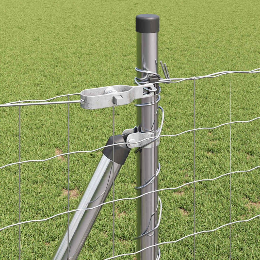 Fence with Post Silver 0.8 x 25 m Steel