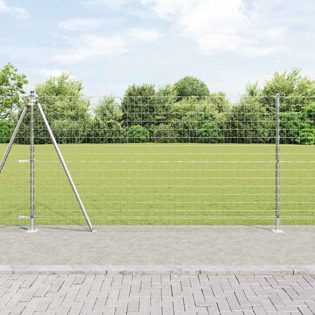 Fence with Post Silver 1.2 x 25 m Steel