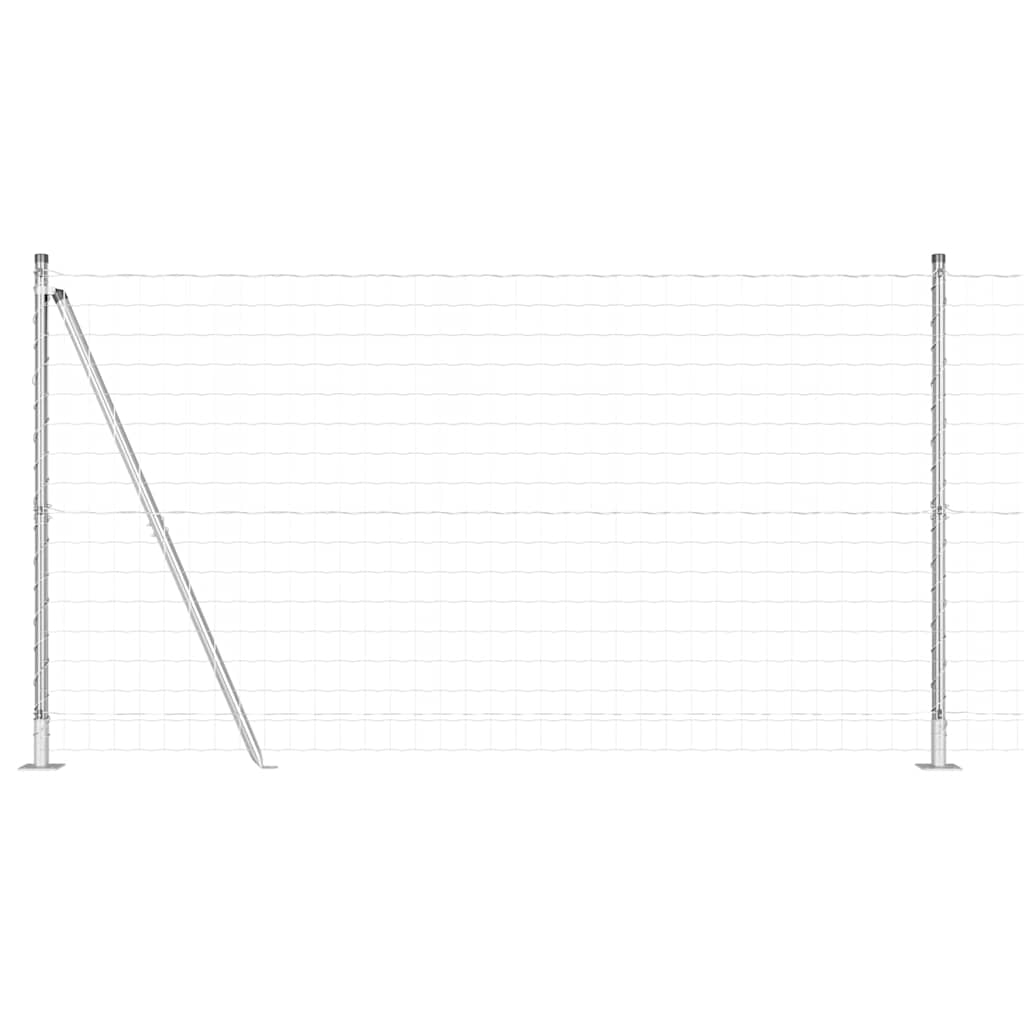 Fence with Post Silver 1.2 x 25 m Steel