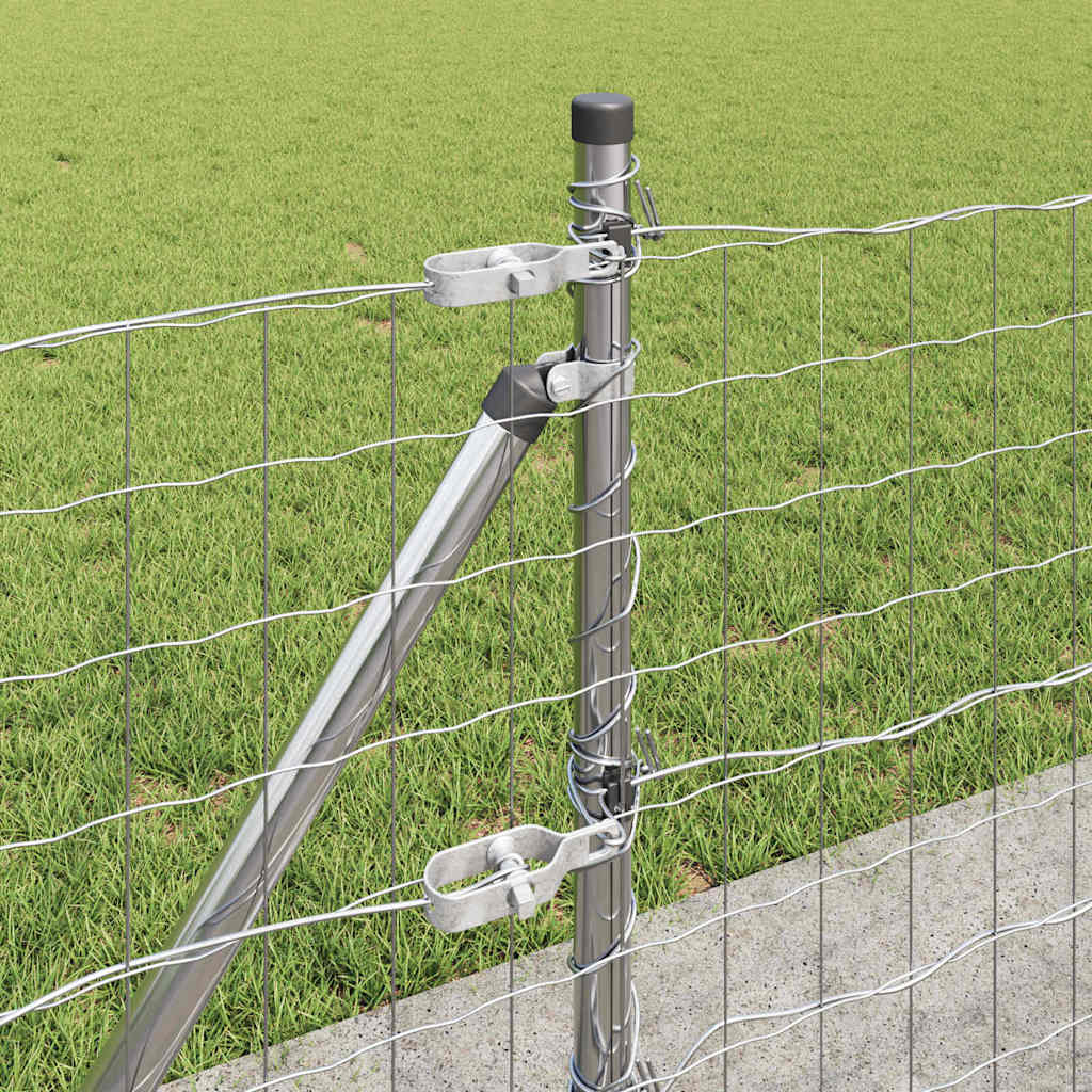 Fence with Post Silver 0.4 x 50 m Steel