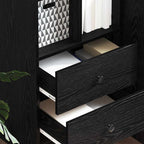Highboard with Drawer Black Oak 45.5 x 34 x 127 cm