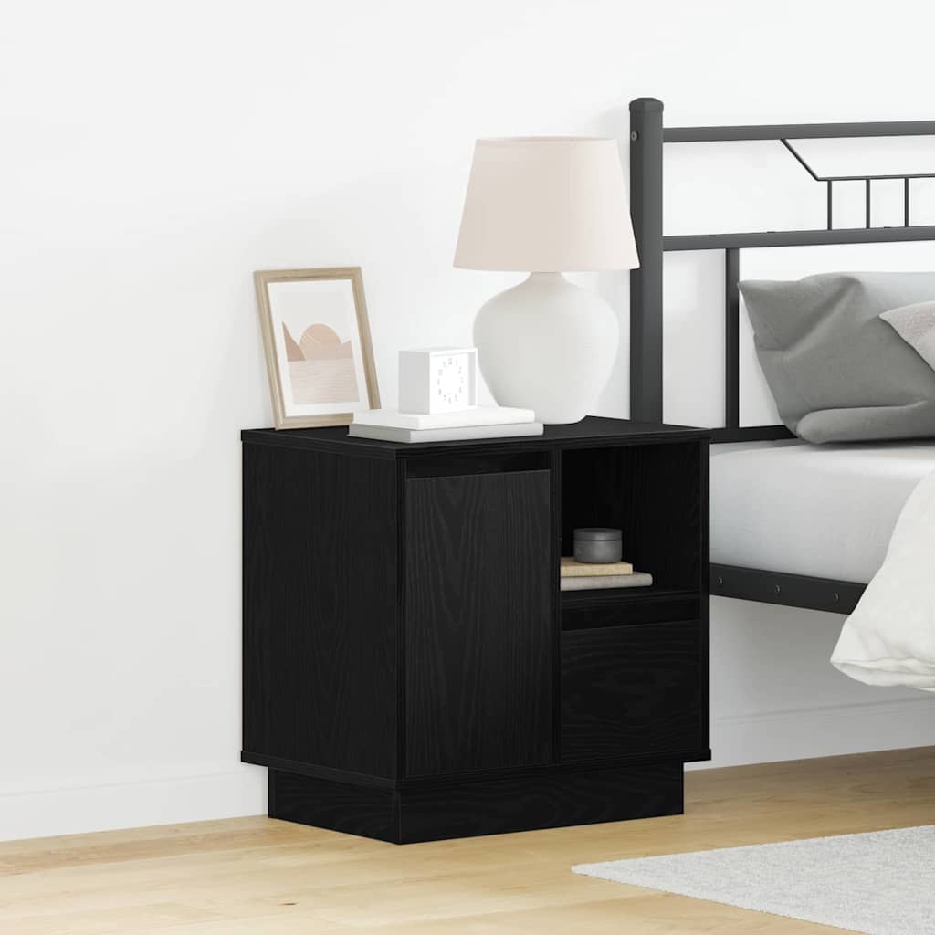 Bedside Cabinet Black Oak 50 x 34.5 x 50 cm Engineered wood