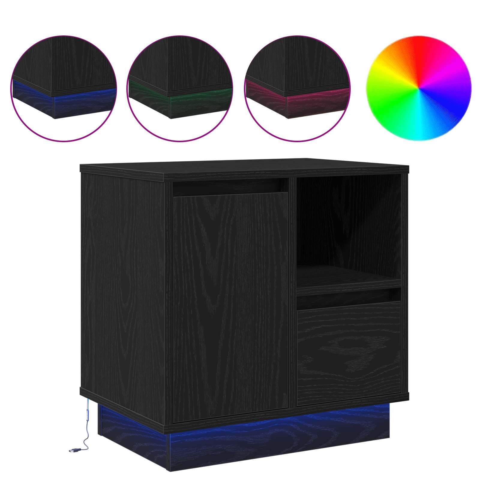 Bedside Cabinet Black Oak 50 x 34.5 x 50 cm Engineered wood