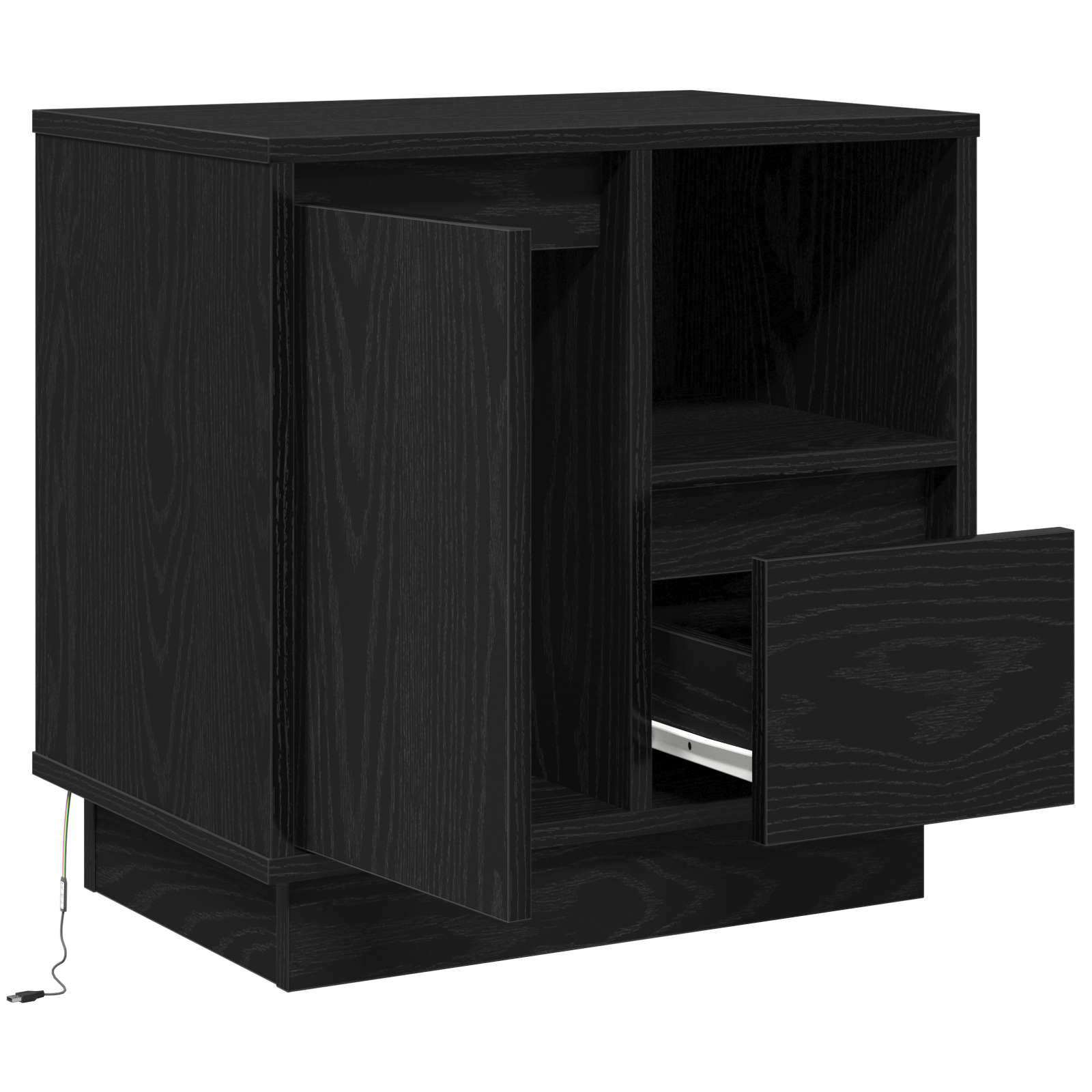 Bedside Cabinet Black Oak 50 x 34.5 x 50 cm Engineered wood