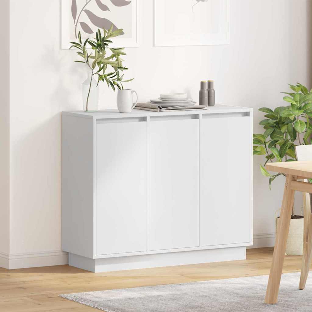 LED Sideboard White 90 x 32 x 75 cm Engineered Wood