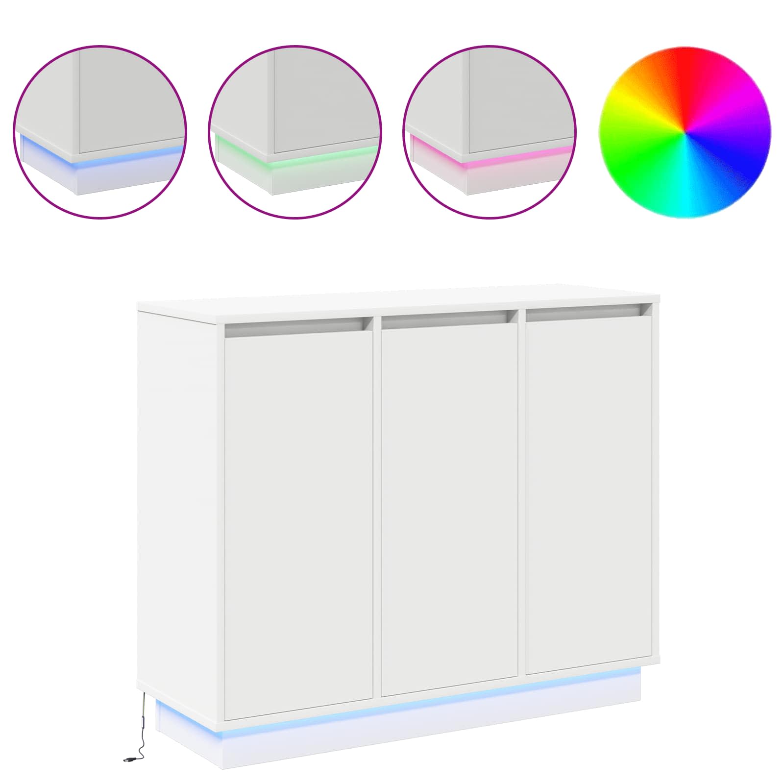 LED Sideboard White 90 x 32 x 75 cm Engineered Wood