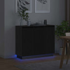 LED Sideboard Black Oak 90 x 32 x 75 cm Engineered Wood