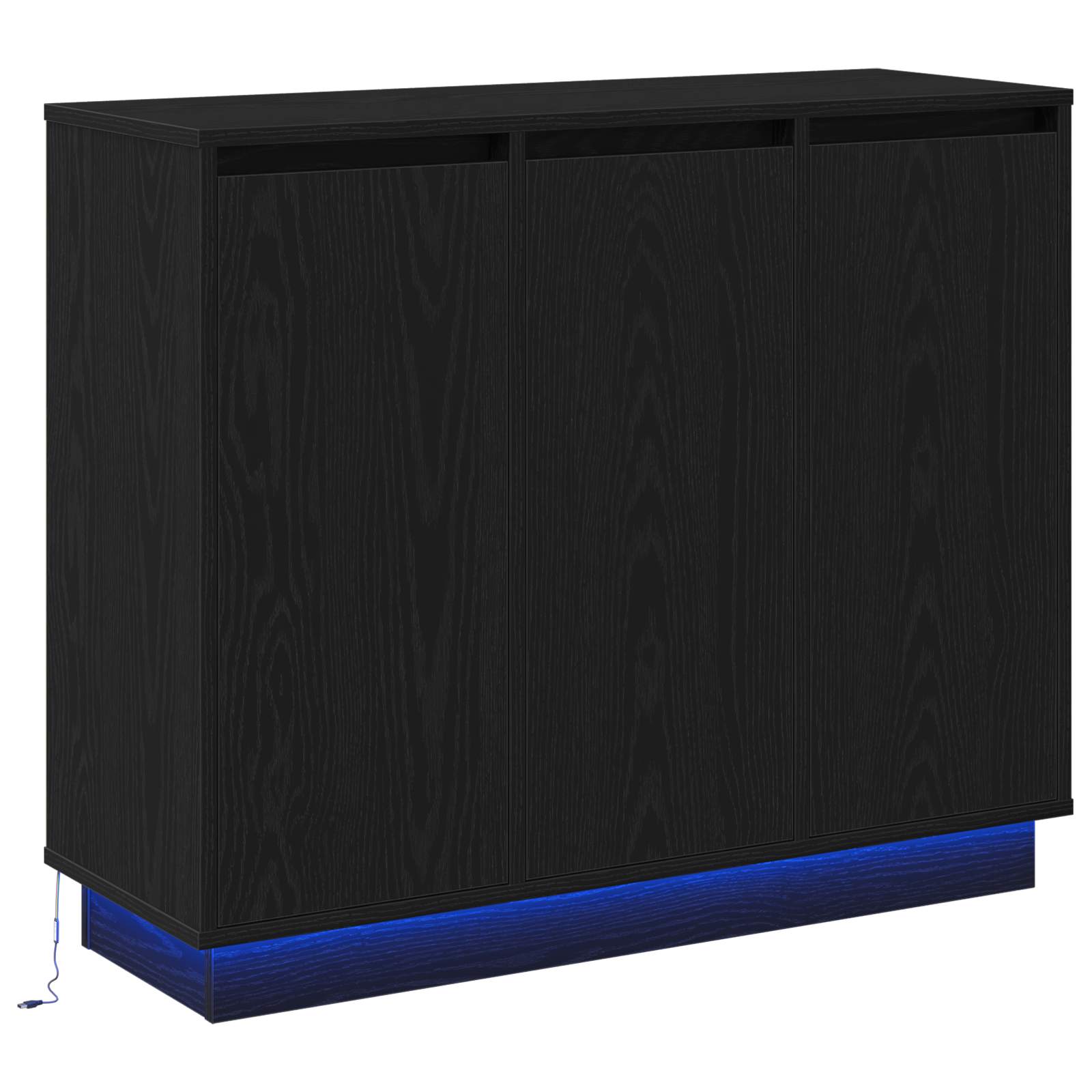 LED Sideboard Black Oak 90 x 32 x 75 cm Engineered Wood