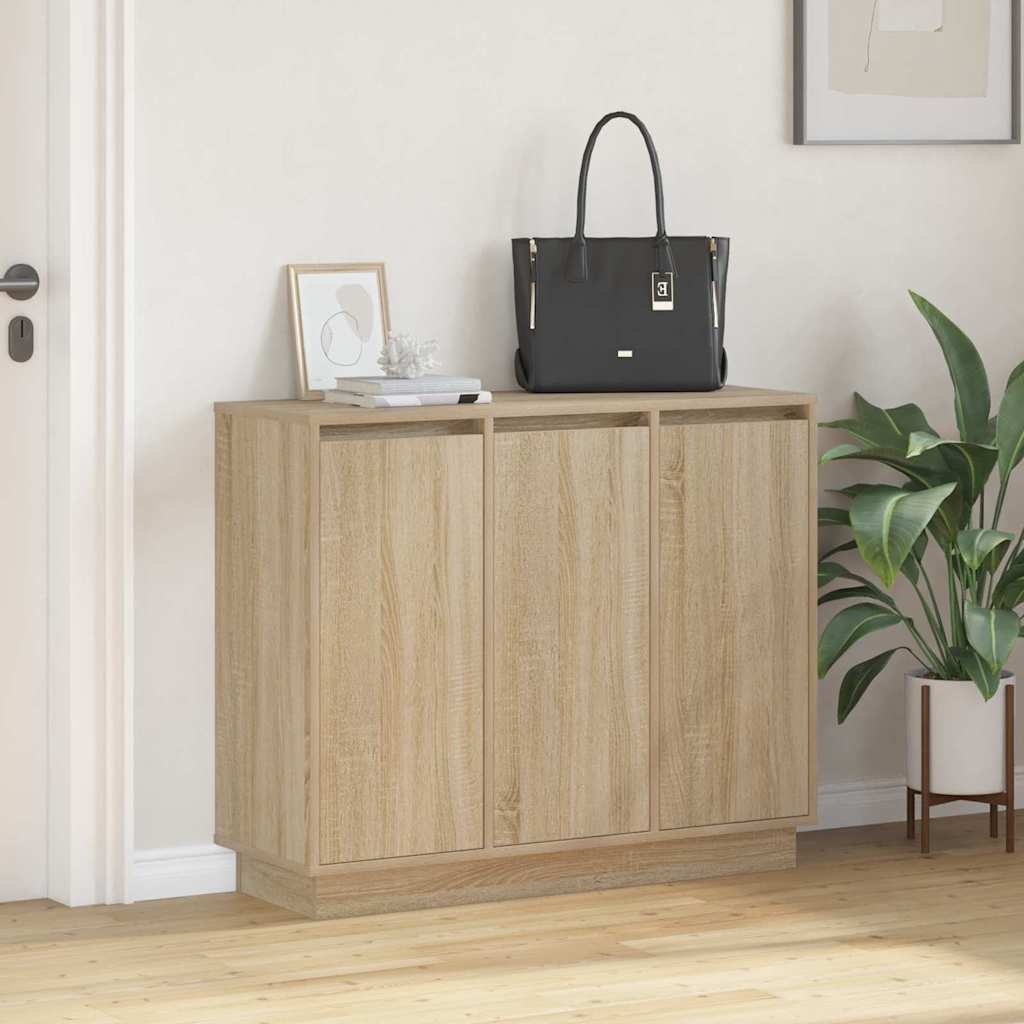 LED Sideboard Sonoma Oak 90 x 32 x 75 cm Engineered Wood