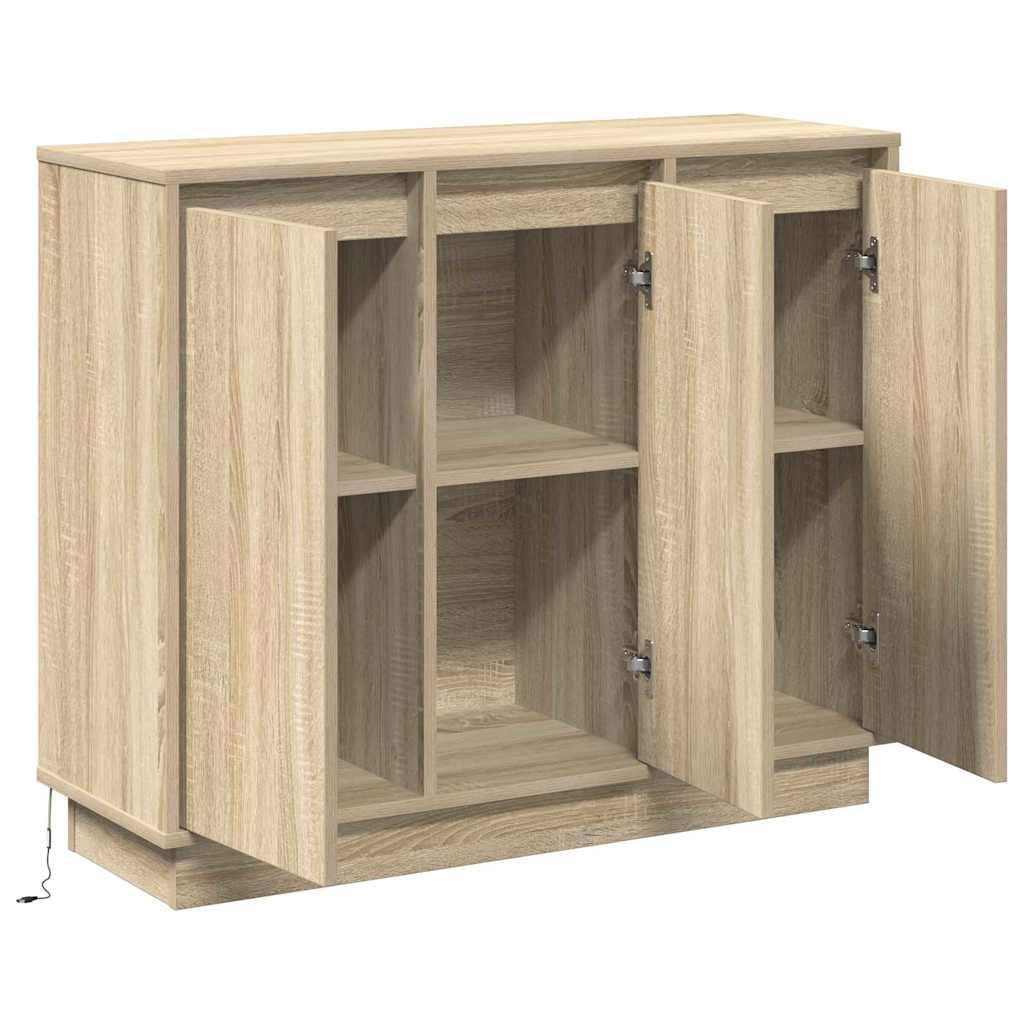 LED Sideboard Sonoma Oak 90 x 32 x 75 cm Engineered Wood