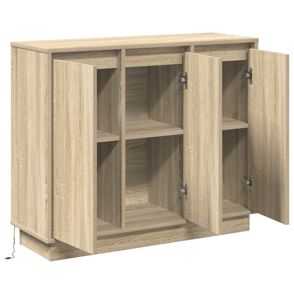 LED Sideboard Sonoma Oak 90 x 32 x 75 cm Engineered Wood