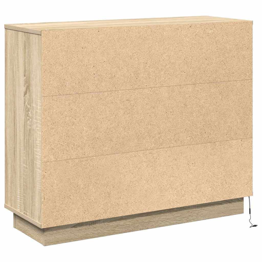 LED Sideboard Sonoma Oak 90 x 32 x 75 cm Engineered Wood
