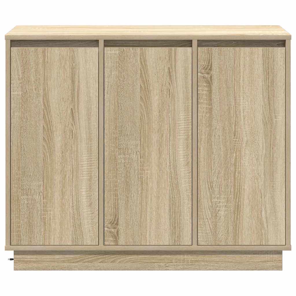 LED Sideboard Sonoma Oak 90 x 32 x 75 cm Engineered Wood
