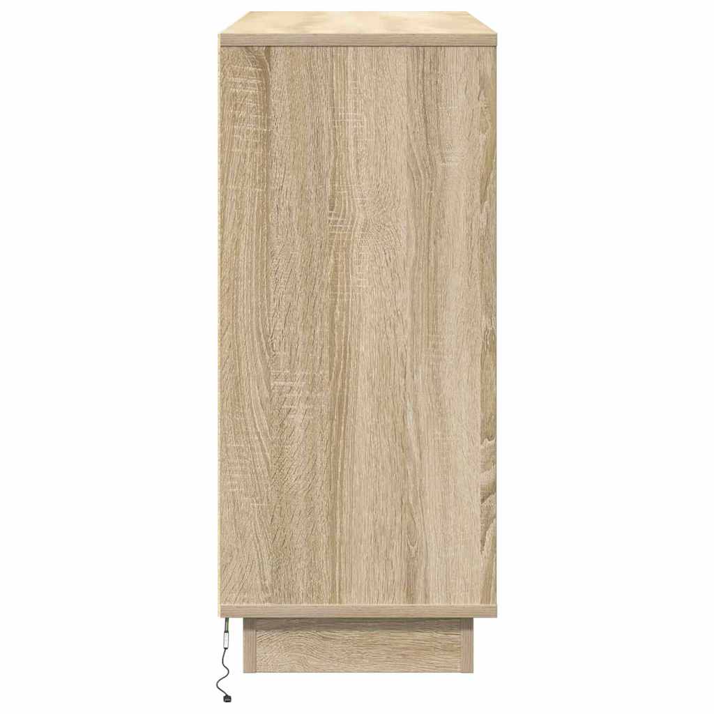 LED Sideboard Sonoma Oak 90 x 32 x 75 cm Engineered Wood