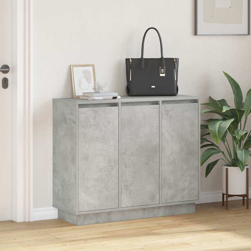 LED Sideboard Concrete Grey 90 x 32 x 75 cm Engineered Wood