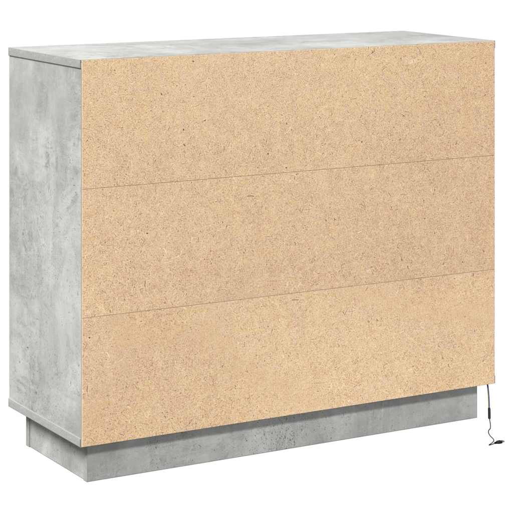 LED Sideboard Concrete Grey 90 x 32 x 75 cm Engineered Wood
