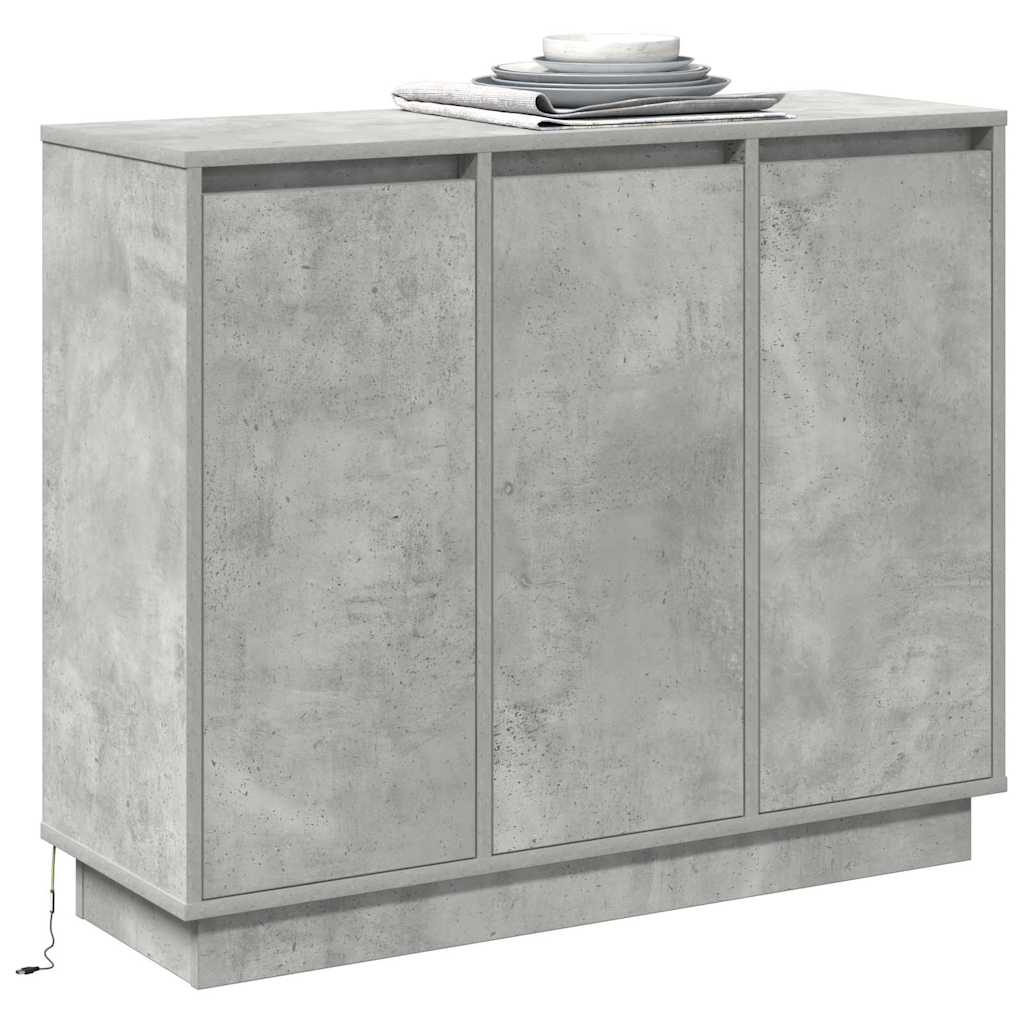 LED Sideboard Concrete Grey 90 x 32 x 75 cm Engineered Wood