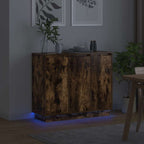 LED Sideboard Smoked Oak 90 x 32 x 75 cm Engineered Wood