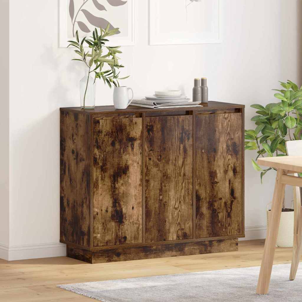 LED Sideboard Smoked Oak 90 x 32 x 75 cm Engineered Wood