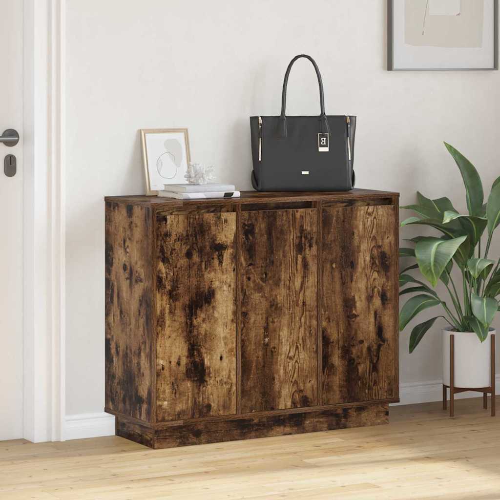 LED Sideboard Smoked Oak 90 x 32 x 75 cm Engineered Wood