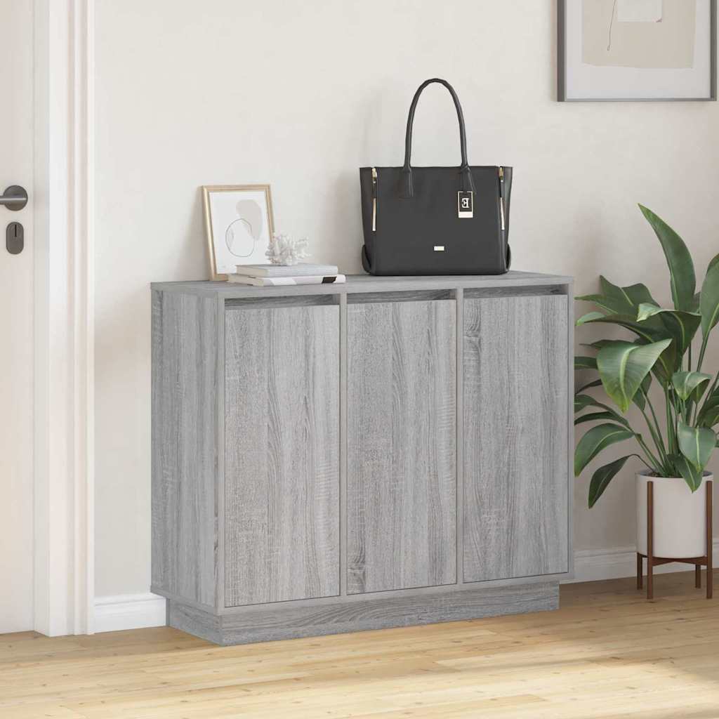 LED Sideboard Grey Sonoma 90 x 32 x 75 cm Engineered Wood