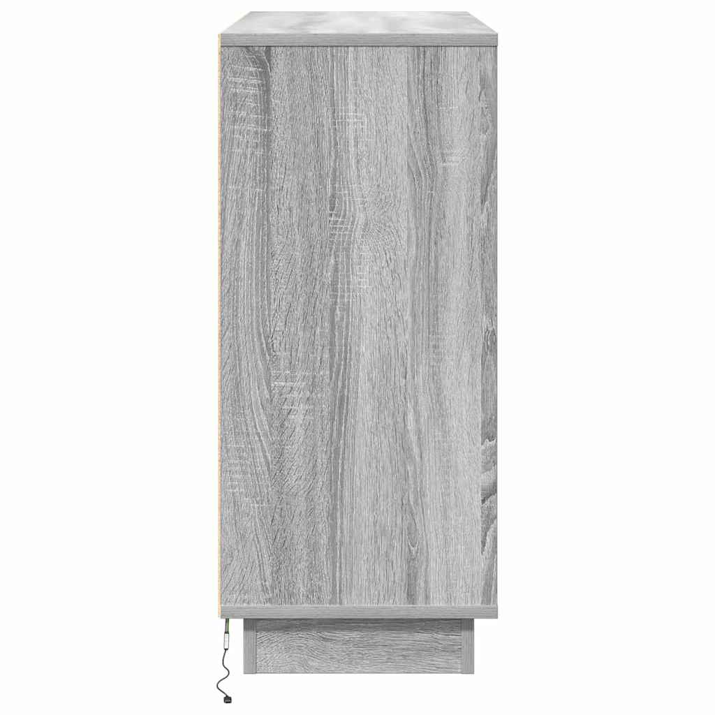 LED Sideboard Grey Sonoma 90 x 32 x 75 cm Engineered Wood